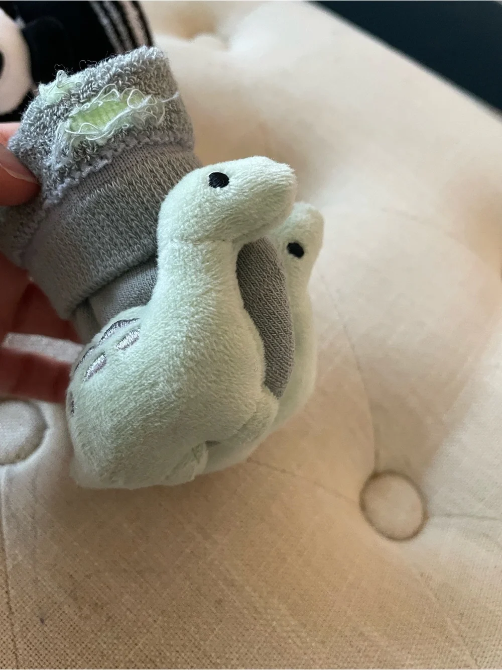 Set of two Dinosaur and Panda Rattle Socks